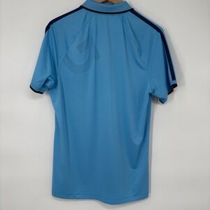 G/FORE Mens Light Blue Performance Golf Polo Shirt Size M Short Sleeve Navy Trim